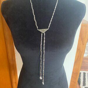 Silver-tone Boho-style necklace with dangling charms